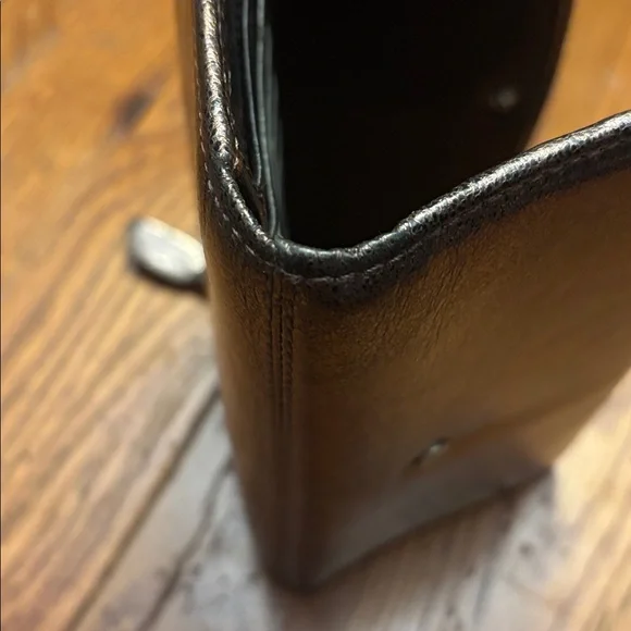 Coach Metallic Pewter Pebbled Leather Envelope Wallet - Silver Logo Hardware - Picture 9 of 16